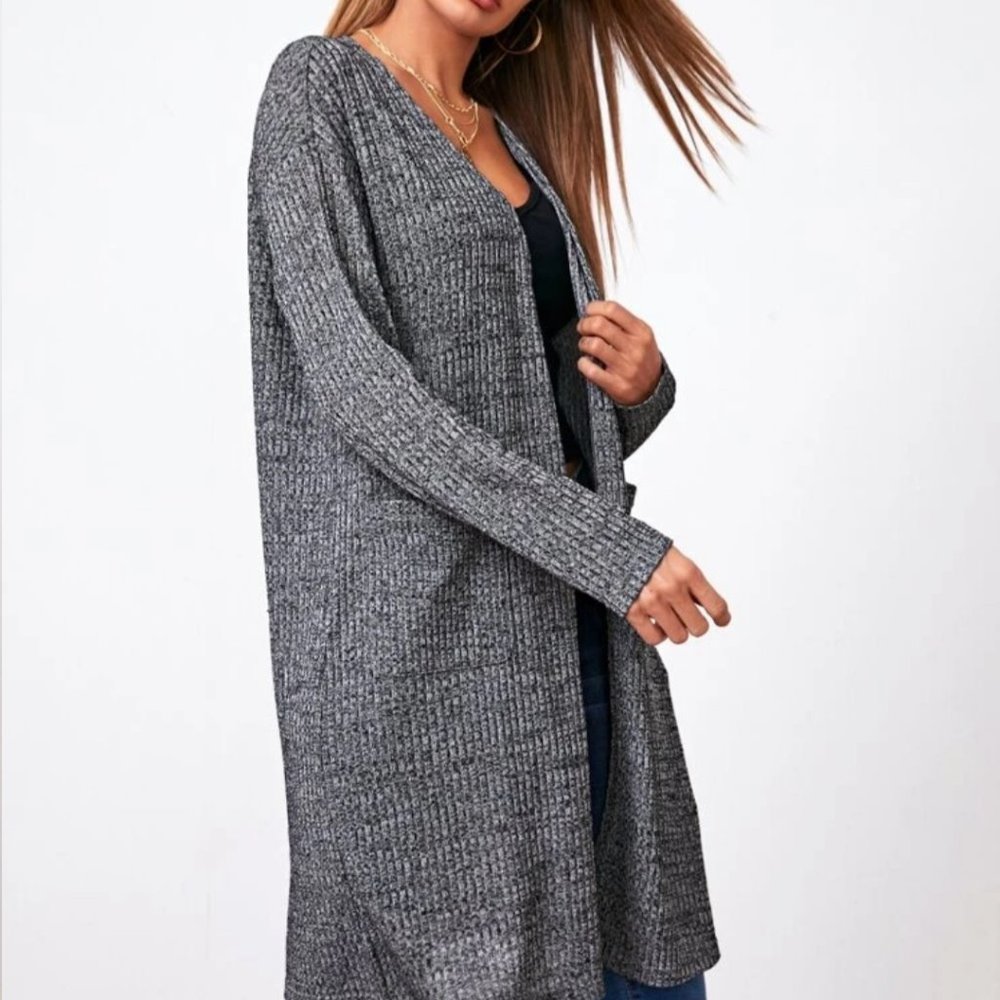 Patch Pocket Rib-knit Cardigan